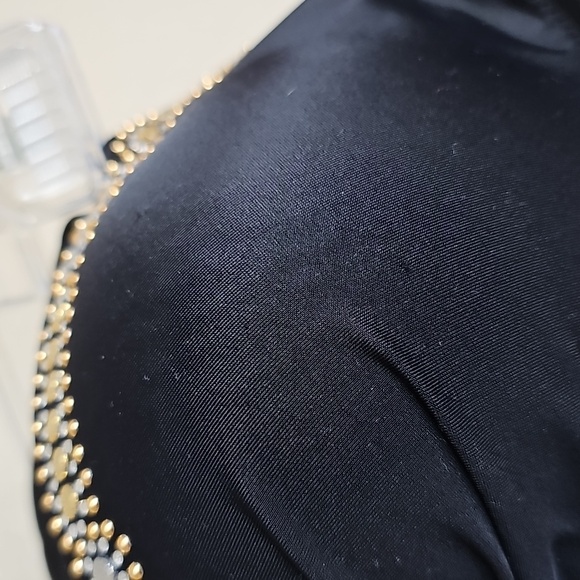 Victoriassecret 34D Black and Gold Women's Strapless Halter Bikini Swim Top - Picture 4 of 6